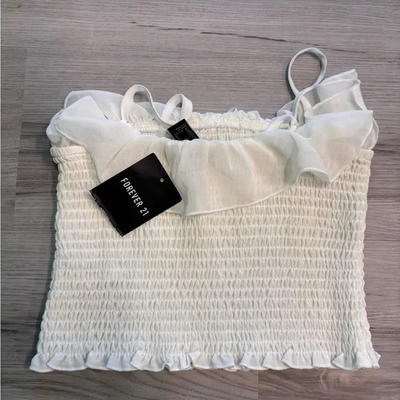 Forever 21 White Ruffle Smocked Camisole - Picture 3 of 5
